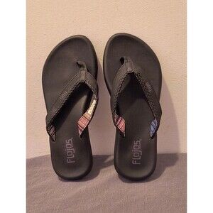 Flojos Women's Slip On Flip Flop Sandals Black Purple Size 7 M US